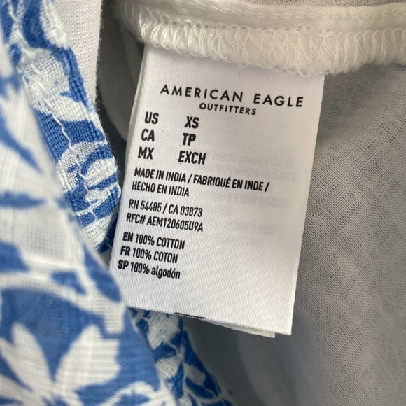 American Eagle Floral Pull On Mini Skirt Size XS Blue and White - Picture 7 of 9